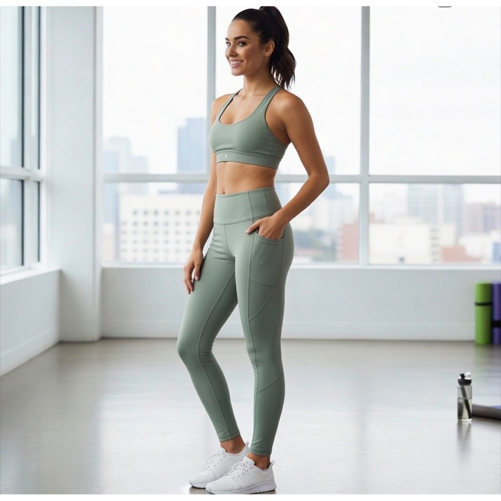 Victoria's Secret‎ High Waist Pocket Leggings Athleisure Sage Green Activewear